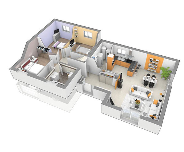 plan maison moderne demi niveau