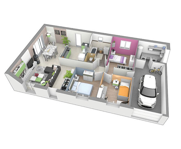 plan maison plain pied 86