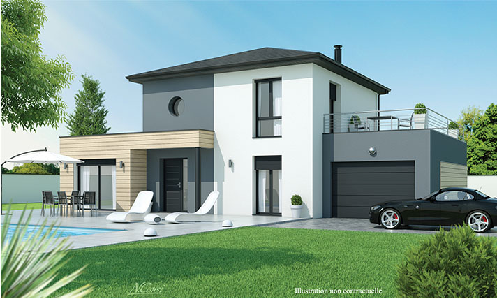 Maison design toit terrasse ste florine
