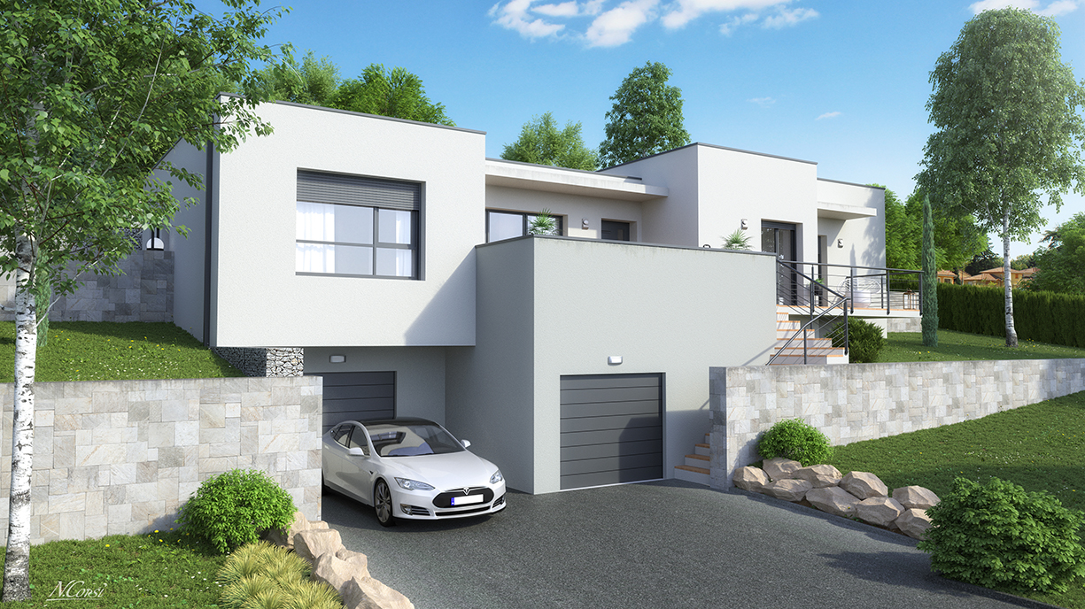 Maison design toit plat PLATINE - LogiVelay