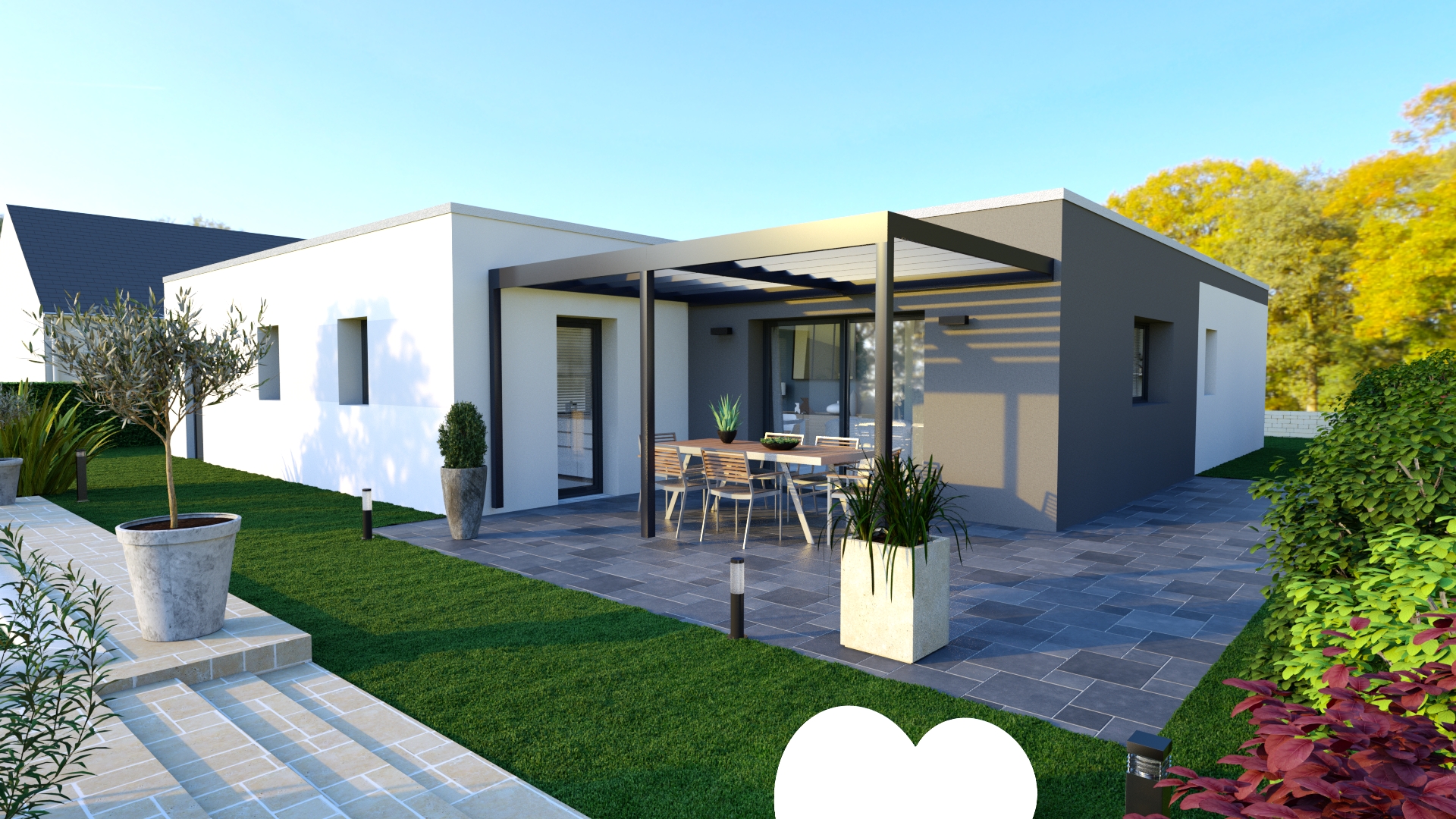 maison contemporaine à toit plat de plain-pied oxyacantha - logivelay