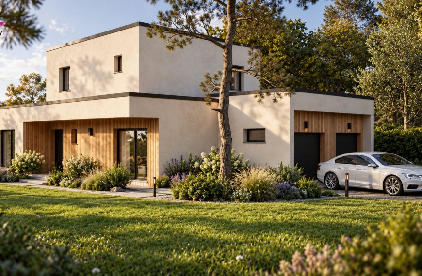 L&rsquo;AURALITE – Maison à étage T5- architecture contemporaine à toit plat