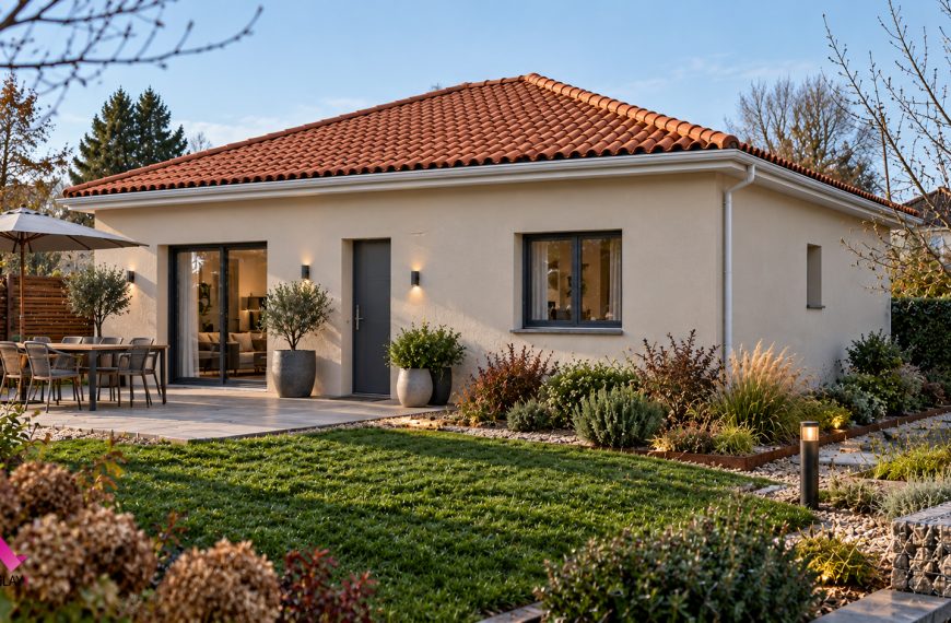 Maison moderne et voiture orange